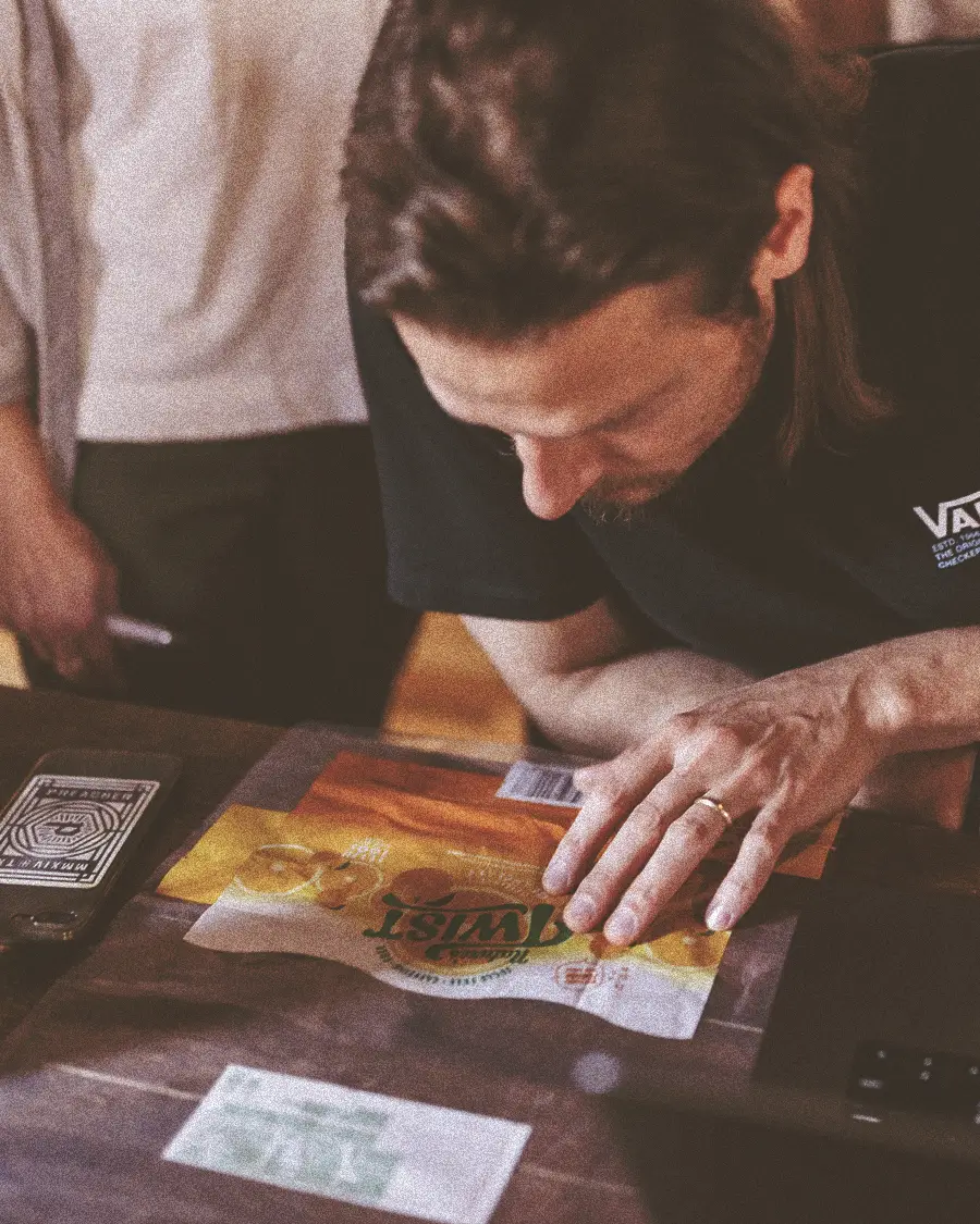 Montage image of Brian reviewing work